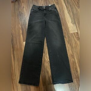 refuge Black Flare Wide-Leg Jeans